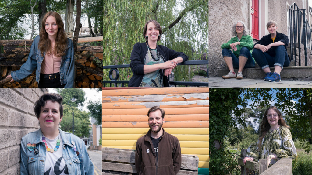 A collage of relaxed portraits of the six CULTIVATE creative practitions.
