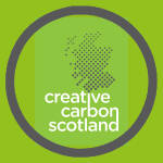 Creative Carbon Scotland's logo - a green map of Scotland on a green background, surrounded by a grey circle.